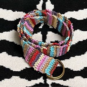 Multicolored Braided Woven Rafia Belt